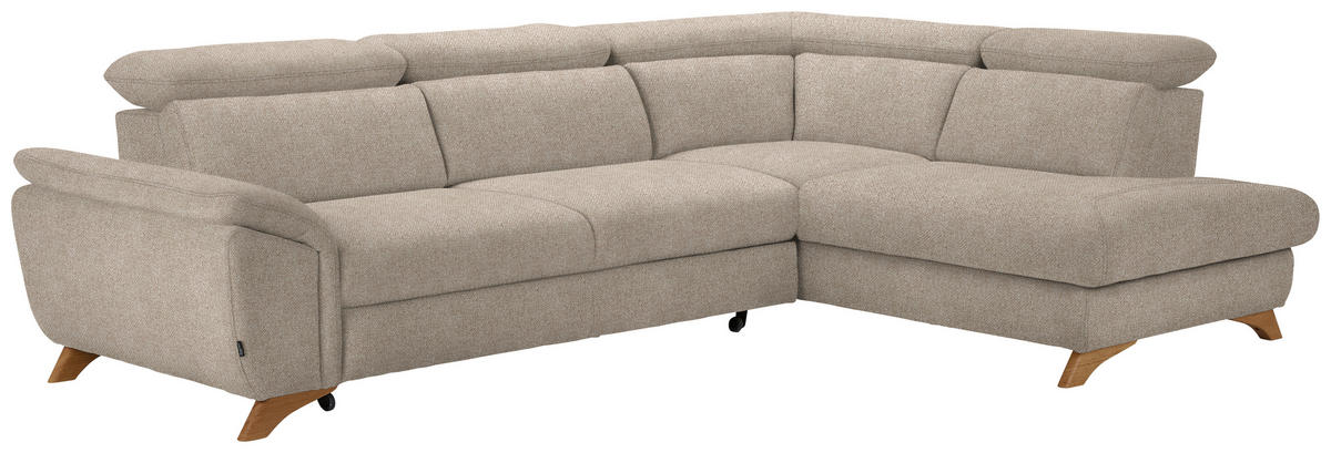 ECKSOFA in Bouclé Beige  - Eichefarben/Beige, Modern, Holz/Textil (287/212cm) - Valnatura