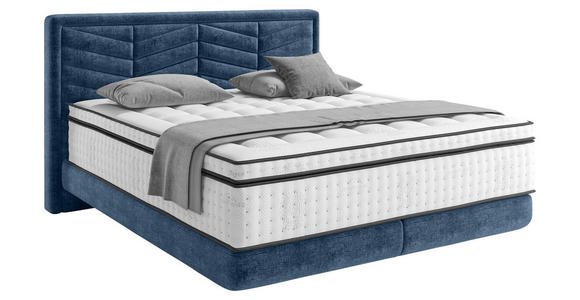 BOXSPRINGBETT 180/200 cm  in Dunkelblau  - Schwarz/Dunkelblau, KONVENTIONELL, Kunststoff/Textil (180/200cm) - Carryhome