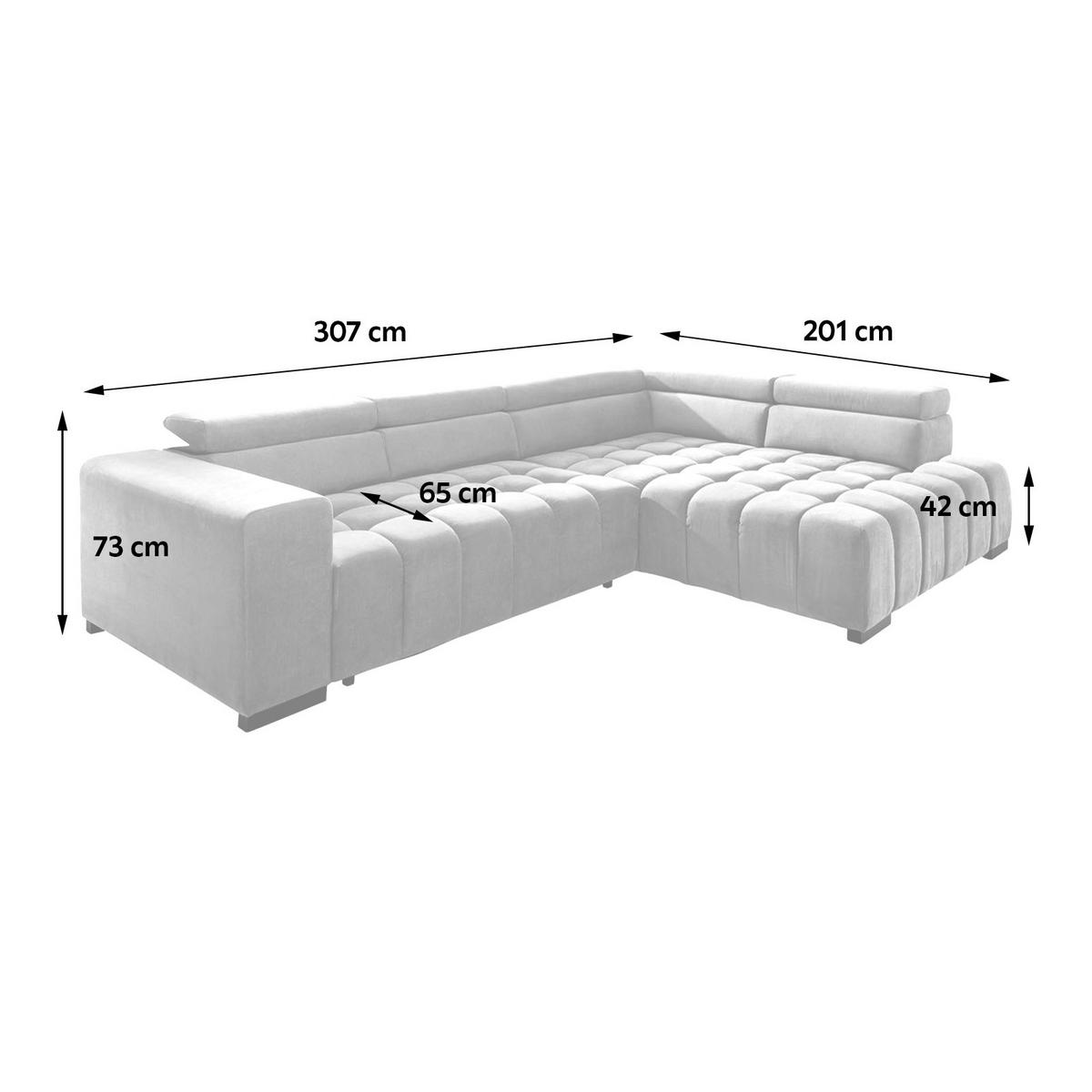 ECKSCHLAFSOFA Grün Velours  - Schwarz/Grün, Design, Holz/Textil (307/201cm) - Livetastic