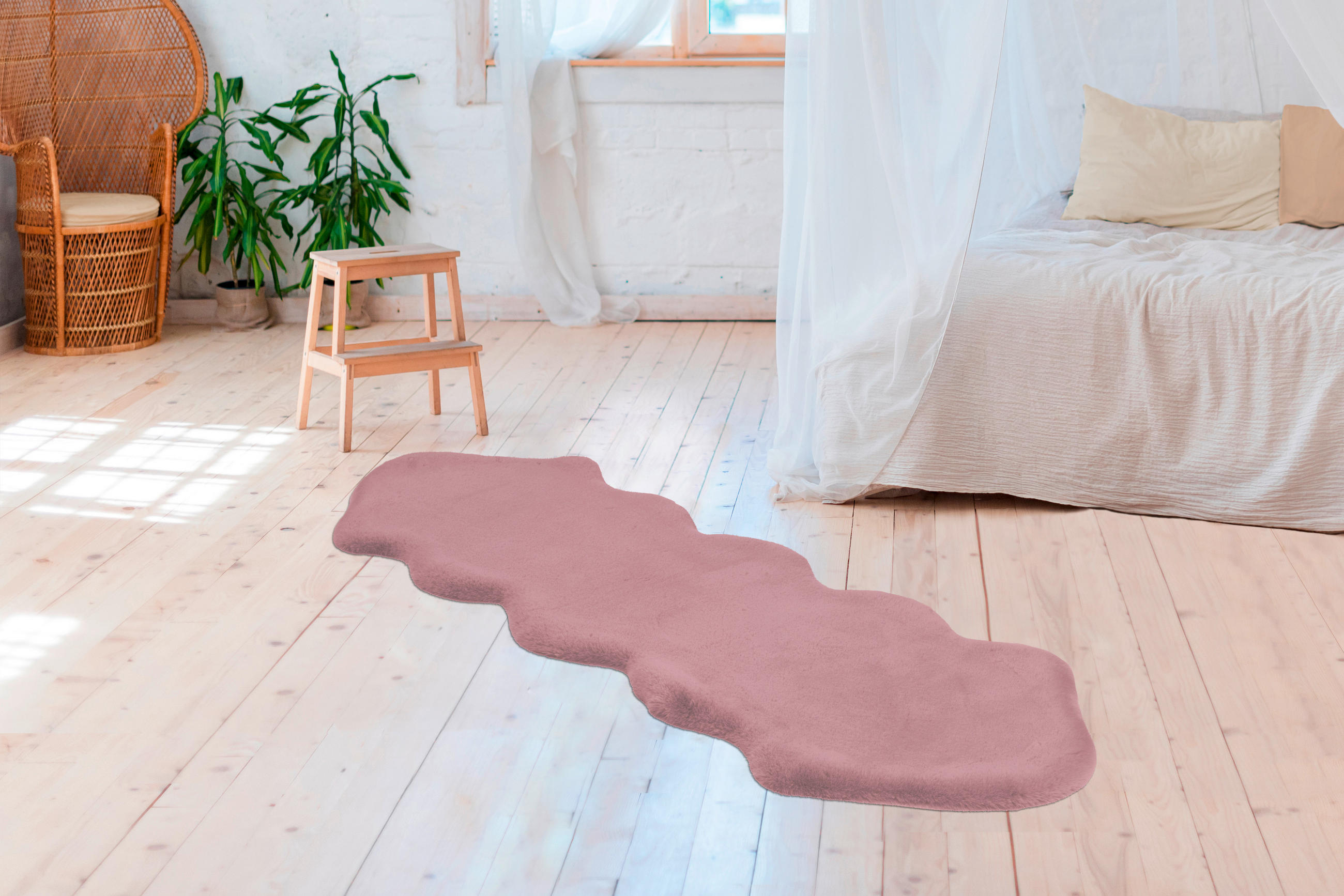 HOCHFLORTEPPICH 60/180 cm Rabbit Sheepskin 300 Lila Lila  - Lila, KONVENTIONELL, Kunststoff/Textil (60/180cm)