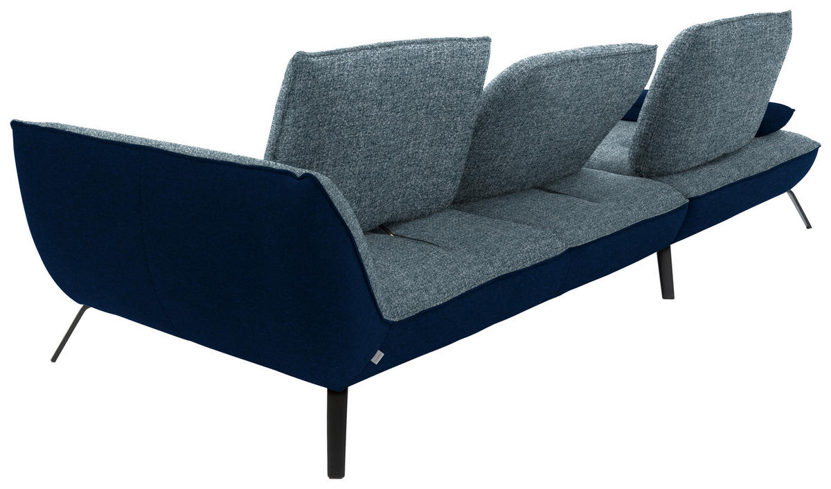 ECKSOFA  in Flachgewebe Blau  191/301 cm  - Blau/Schwarz, Design, Textil/Metall (191/301cm) - Moderano