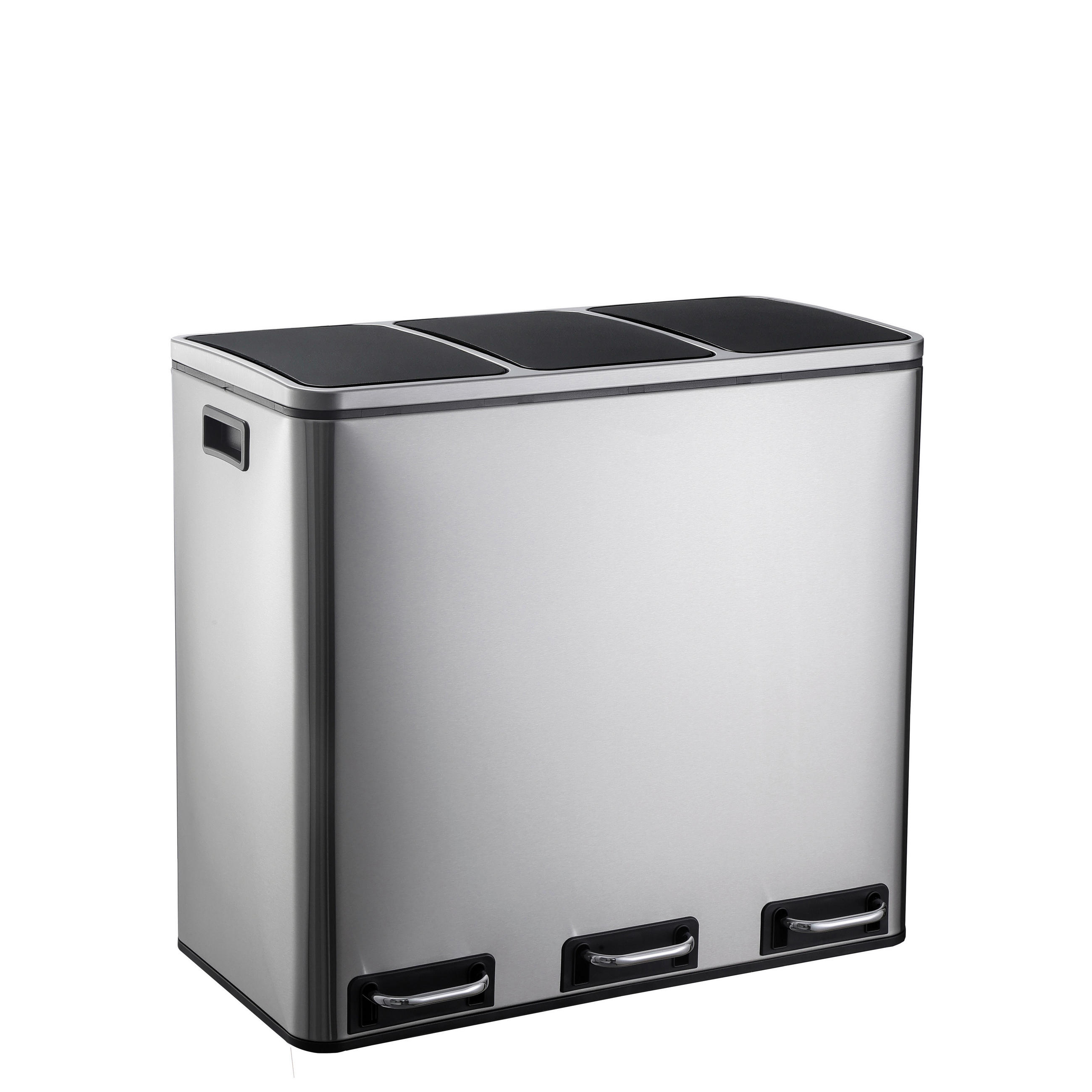 ABFALLEIMER 3x18 L  - Silberfarben/Schwarz, MODERN, Kunststoff/Metall (61/56/31.5cm) - MID.YOU