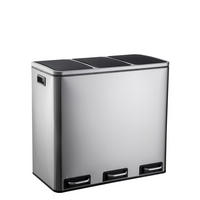 ABFALLEIMER 3x18 L  - Silberfarben/Schwarz, MODERN, Kunststoff/Metall (61/56/31.5cm) - MID.YOU