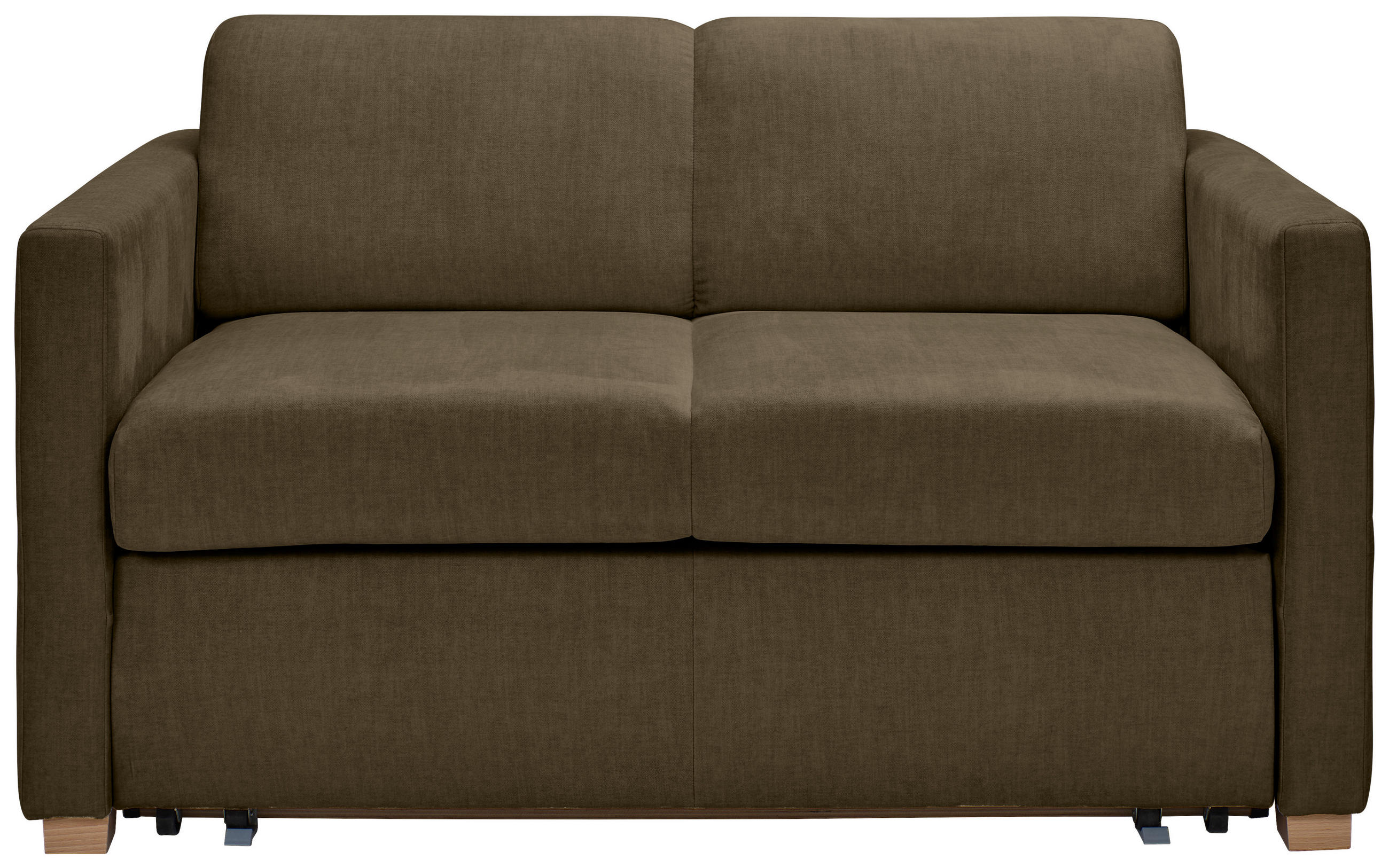 SCHLAFSOFA Flachgewebe Olivgrün  inkl. Bettkasten, Schlaffunktion, Rücken echt  - Buchefarben/Naturfarben, KONVENTIONELL, Holz/Textil (144/81/97,5cm) - Carryhome