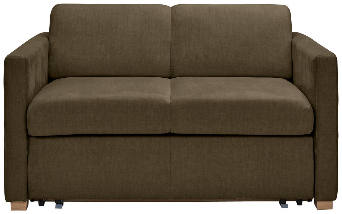 SCHLAFSOFA Flachgewebe Olivgrün  inkl. Bettkasten, Schlaffunktion, Rücken echt  - Buchefarben/Naturfarben, KONVENTIONELL, Holz/Textil (144/81/97,5cm) - Carryhome