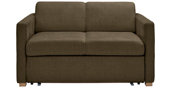 SCHLAFSOFA Flachgewebe Olivgrün  inkl. Bettkasten, Schlaffunktion, Rücken echt  - Buchefarben/Naturfarben, KONVENTIONELL, Holz/Textil (144/81/97,5cm) - Carryhome