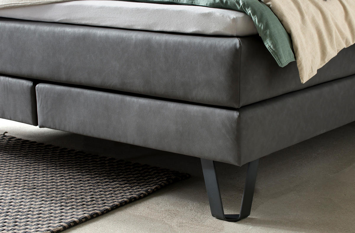 BOXSPRINGBETT 180/200 cm  in Anthrazit, Eichefarben  - Eichefarben/Anthrazit, KONVENTIONELL, Holz/Textil (180/200cm) - Hasena