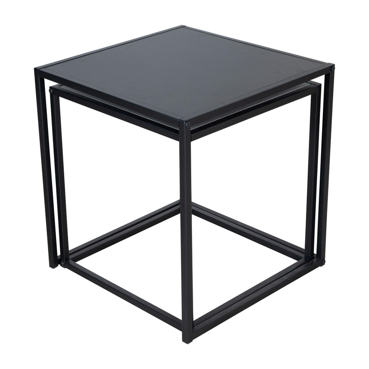 BEISTELLTISCHSET rechteckig Schwarz  - Schwarz, MODERN, Holzwerkstoff/Metall (45/48/45cm) - Minecraft