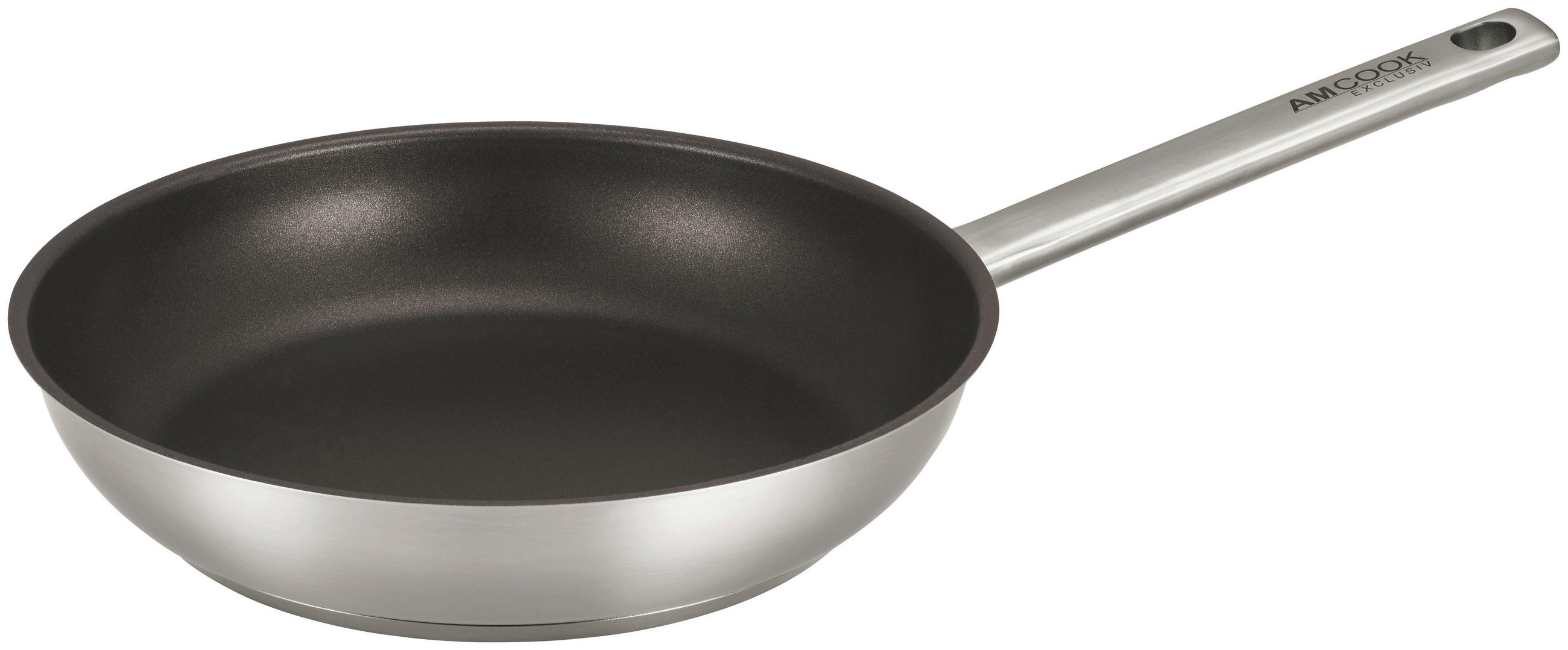 PFANNE Greblon®-Antihaftbeschichtung 24 cm  - Edelstahlfarben/Schwarz, Basics, Metall (24cm) - Am Cook