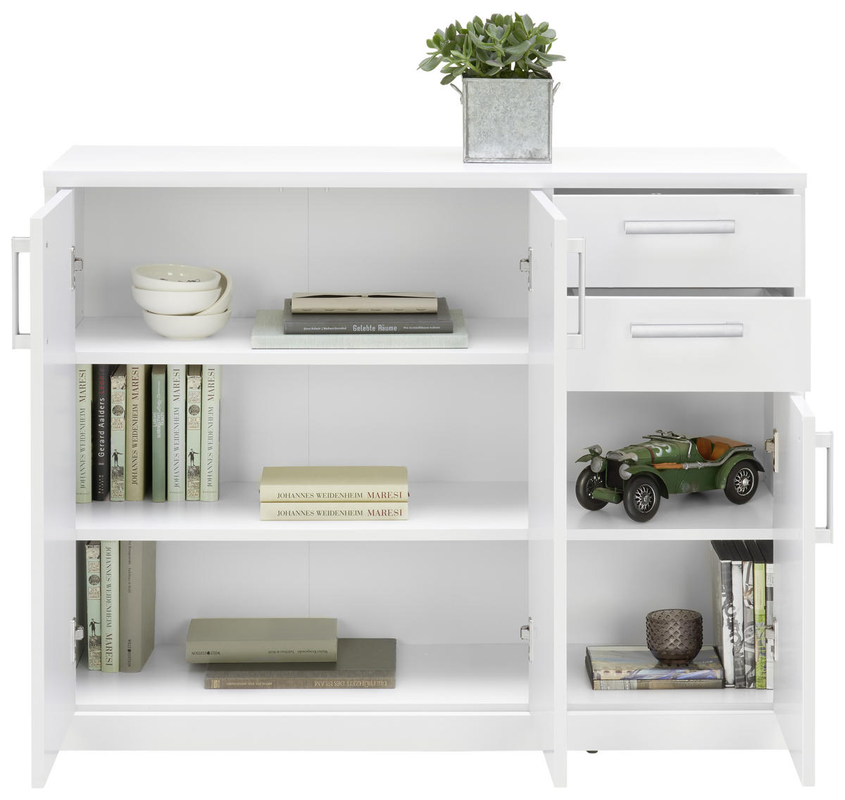 KOMÓD 106/84/36 cm  - fekete/ezüstszínű, Konventionell, műanyag/faalapú anyag (106/84/36cm) - Xora