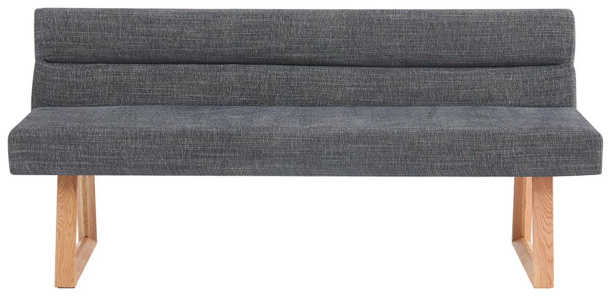 SITZBANK 180/82/61 cm Leinenoptik Eichefarben, Dunkelgrau Eiche massiv  - Eichefarben/Dunkelgrau, MODERN, Holz/Textil (180/82/61cm) - Livetastic