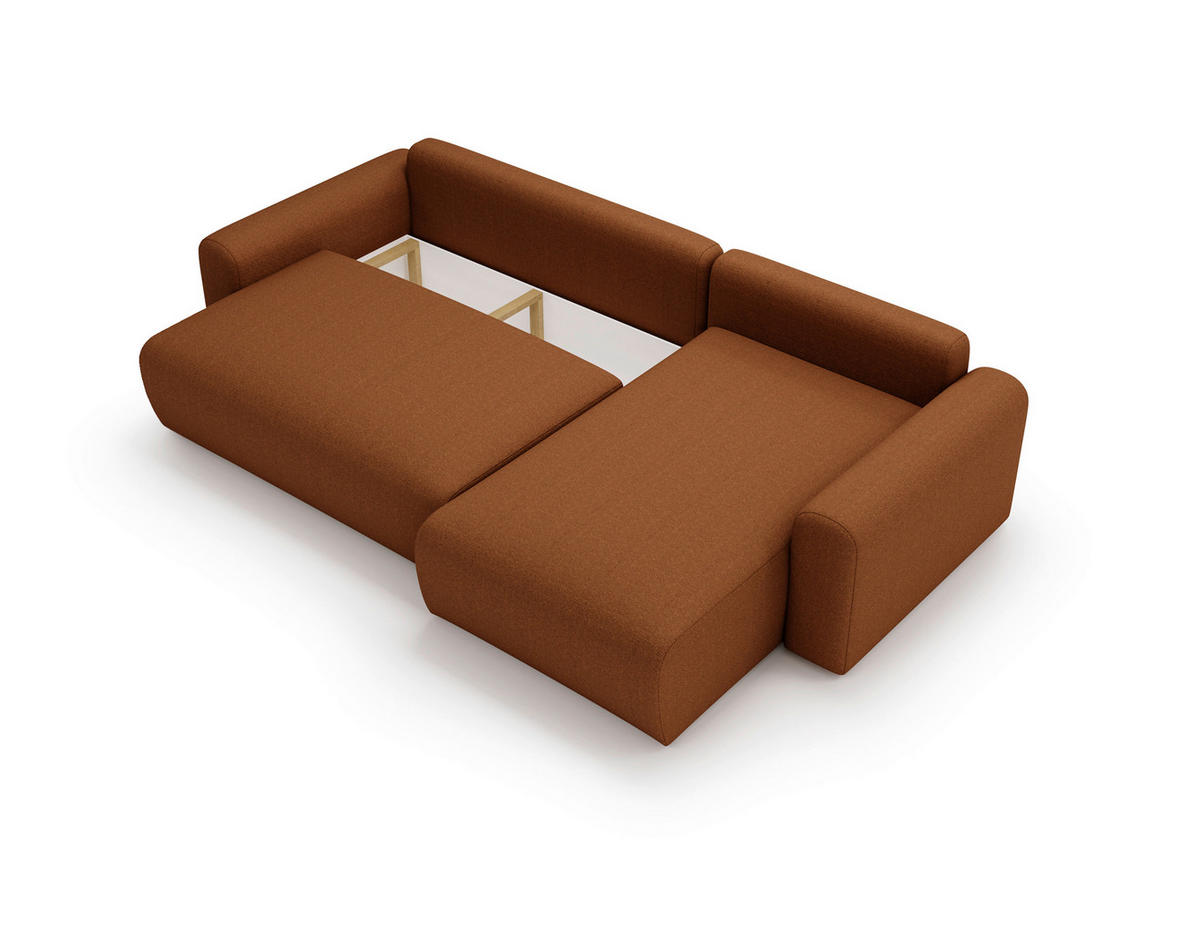 ECKSOFA Rostfarben  - Rostfarben/Creme, Design, Kunststoff/Textil (246/150cm) - Livetastic