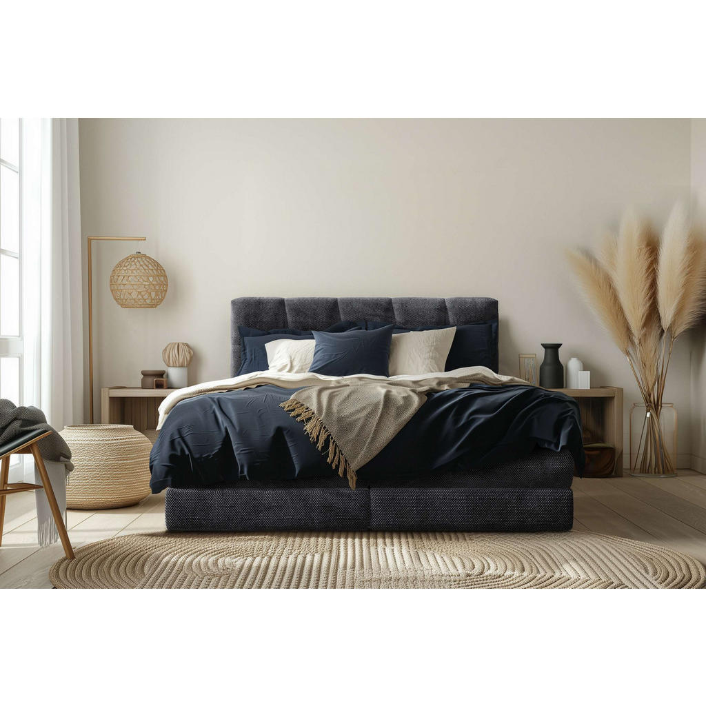 Thumbnail - Esposa Boxspringbett, Dunkelgrau, Textil, H3 + H4, Höhe ca. 19 cm, 140x200 cm, Stoffauswahl, Wendematratze mit unterschi...