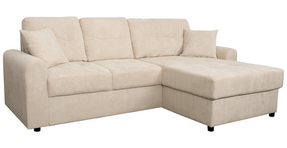 ECKSOFA in Chenille Creme  - Creme/Schwarz, KONVENTIONELL, Kunststoff/Textil (232/153cm) - Carryhome