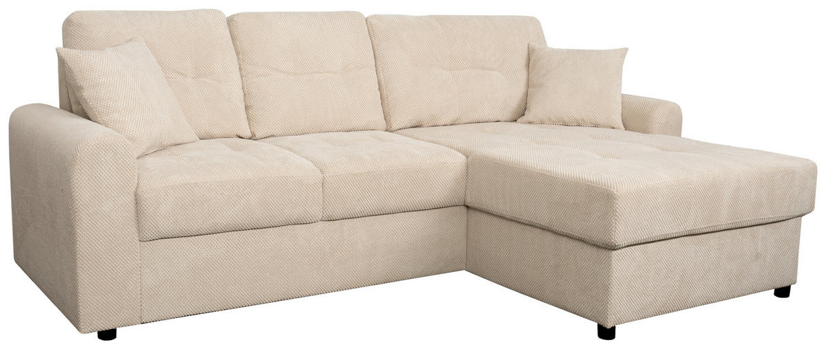 ECKSOFA Creme Chenille  - Creme/Schwarz, KONVENTIONELL, Kunststoff/Textil (232/153cm) - Carryhome