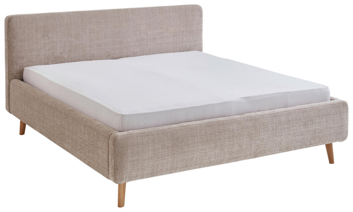 POLSTERBETT 180/200 cm  in Beige  - Eichefarben/Beige, Design, Holz/Textil (180/200cm) - Xora
