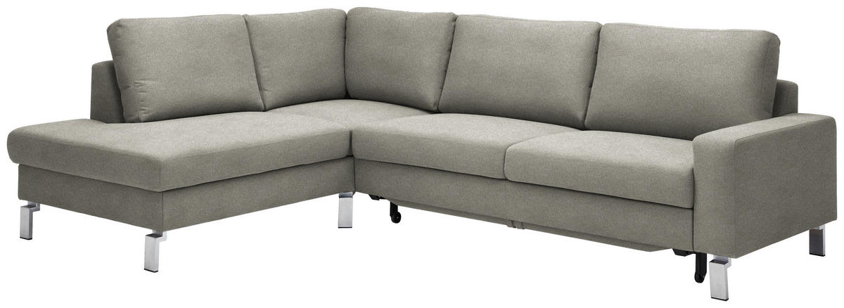 ECKSOFA in Flachgewebe Graubraun  - Chromfarben/Graubraun, Design, Textil/Metall (200/276cm) - Hom`in