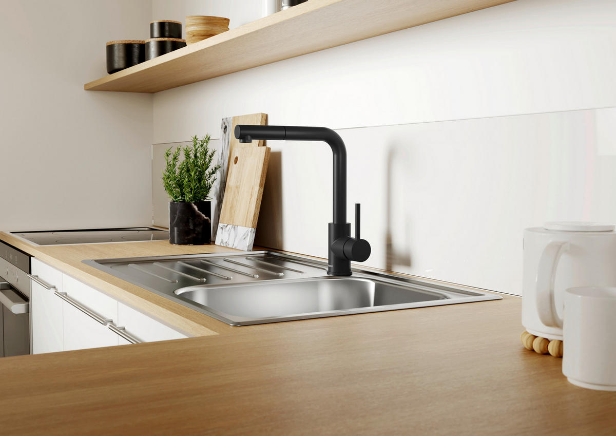 KÜCHENARMATUR - Schwarz, Basics, Metall (11/29,6/29cm) - Blanco