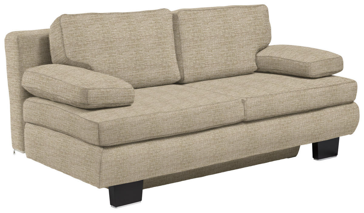 SCHLAFSOFA  mit Fußauswahl, Stoffauswahl, Schlafen auf Sitzhöhe, Rücken echt Sandfarben  - Sandfarben/Wengefarben, Design, Holz/Textil (203/94/100cm) - Novel