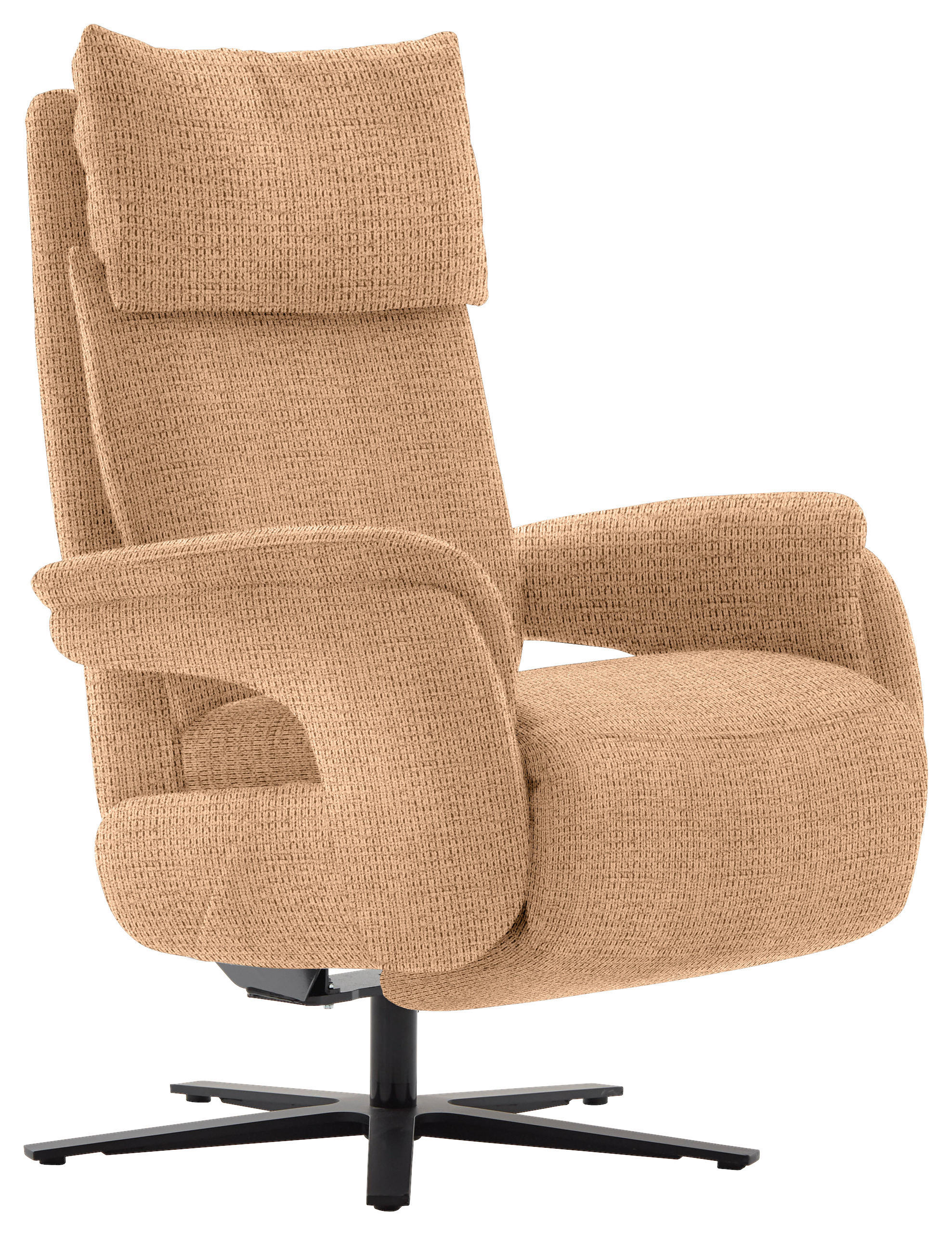 FERNSEHSESSEL in Struktur Cognac  - Cognac/Schwarz, Modern, Textil/Metall (73/113-117/85cm) - Cantus