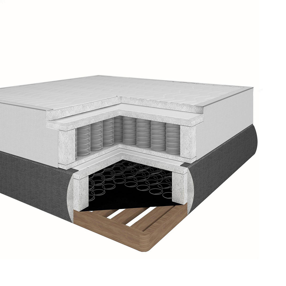 BOXSPRING-ÁGY 160/200 cm  sötétszürke  - sötétszürke, Design, textil/fa (160/200cm) - Carryhome