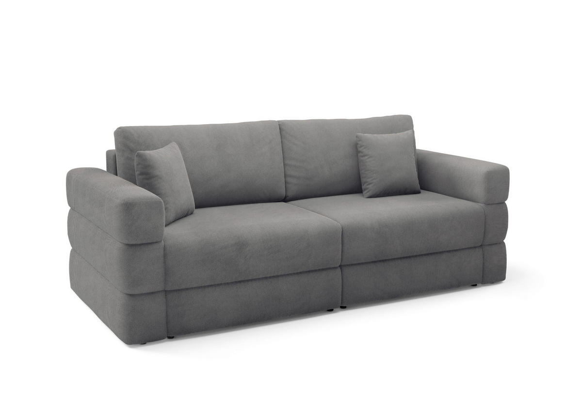 SCHLAFSOFA TERAZZO  mit Webstoff Dunkelgrau  - Dunkelgrau/Schwarz, Design, Kunststoff/Textil (254/93/167cm) - Livetastic