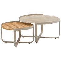 GARTEN-BEISTELLTISCHSET Holz, Metall, Keramik  - Mokka/Teakfarben, Design, Holz/Keramik (60-80/60-80/35,5-40,5cm) - Zebra 