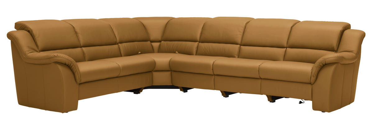 ECKSOFA  in Echtleder Senfgelb  260/324 cm  - Senfgelb/Schwarz, KONVENTIONELL, Leder/Kunststoff (260/324cm) - Cantus