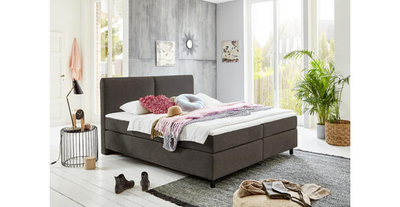 BOXSPRINGBETT 160/200 cm  in Schlammfarben  - Schlammfarben/Schwarz, KONVENTIONELL, Kunststoff/Textil (160/200cm) - Hom`in