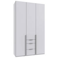 DREHTÜRENSCHRANK in Weiss  - Weiss/Alufarben, Modern, Holzwerkstoff/Metall (135/236/58cm) - MID.YOU