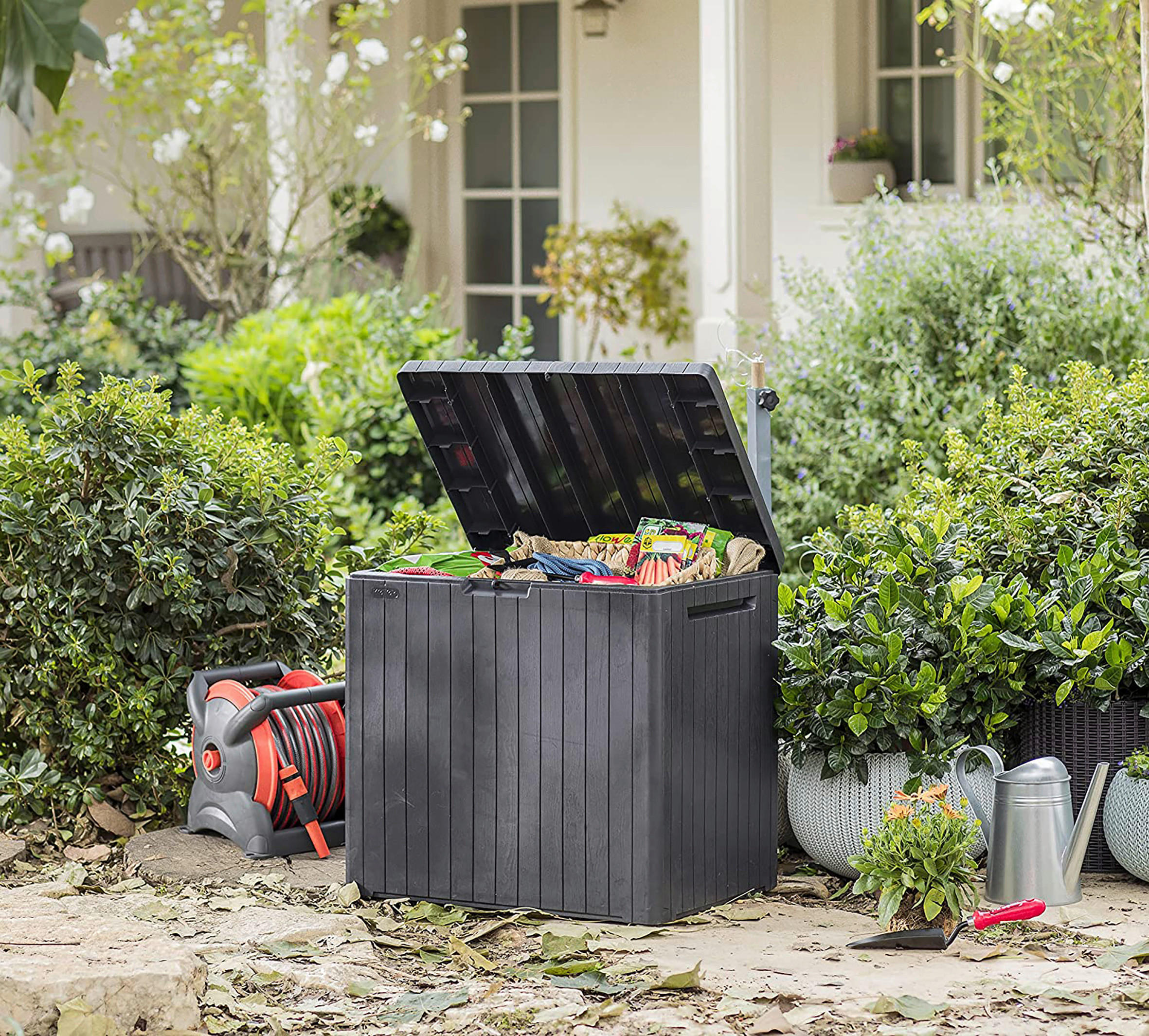 KISSENBOX 58/55/44 cm  - Anthrazit, Basics, Kunststoff (58/55/44cm) - Ambia Garden