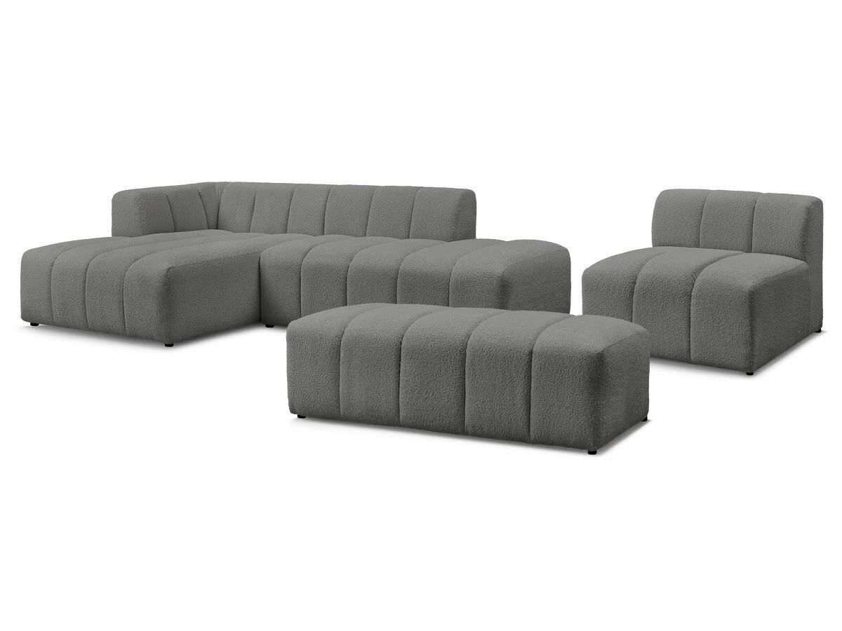 ECKSOFA Ottomane links  ANNECY Dunkelgrau Bouclé  - Dunkelgrau/Schwarz, MODERN, Kunststoff/Textil (170/262cm)