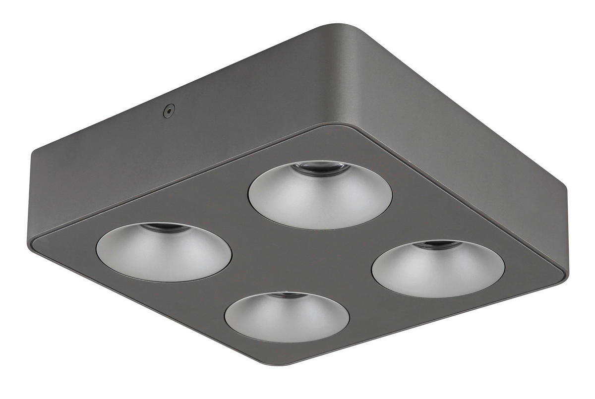 LED ZÁŘIČ, 22.4/22.4/5.5 cm - čiré/tmavě šedá, Konvenční, kov/plast (22.4/22.4/5.5cm) - Globo