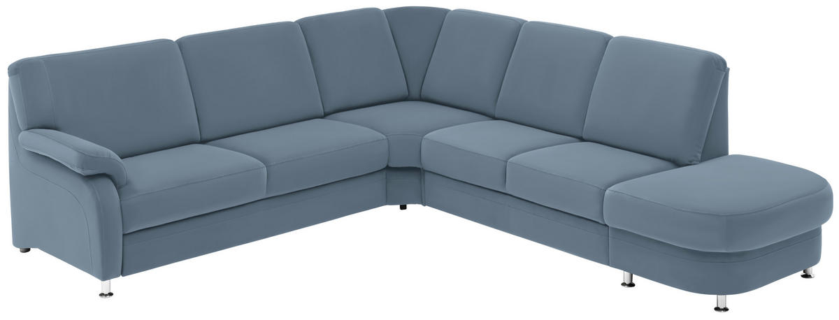 ECKSOFA in Flachgewebe Blau  - Blau/Alufarben, Konventionell, Textil/Metall (269/287cm) - Beldomo System
