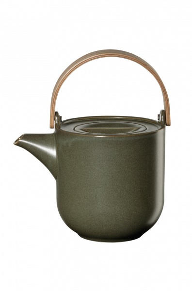ČAJOVÁ KONVICE porcelán dřevo, keramika  - olivově zelená, Design, dřevo/keramika (17,5/12,6/14,5cm) - ASA