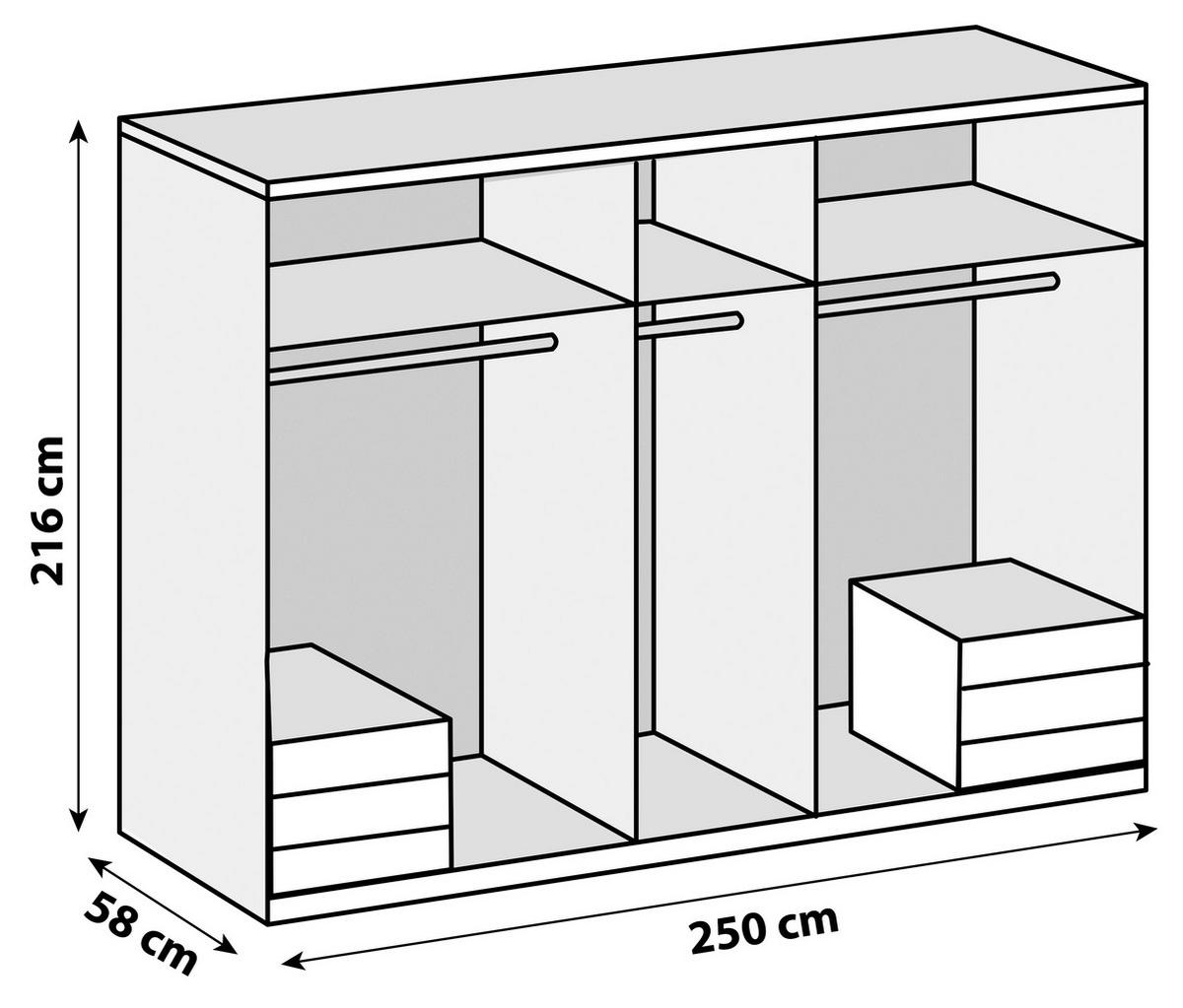 GARDEROB MED GÅNGJÄRN 250/216/58 cm 5-dörrar - vit/kromfärg, Modern, metall/trämaterial (250/216/58cm) - MID.YOU