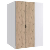 BEGEHBARER ECKSCHRANK Weiß, Eichefarben 135,2/197/127 cm  - Eichefarben/Schwarz, Basics, Holzwerkstoff/Metall (135,2/197/127cm) - Boxxx