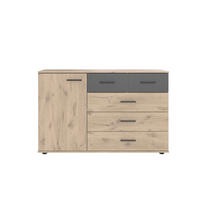 SIDEBOARD  130/83/41 cm 4 Schublade(n)  - Eichefarben/Schwarz, KONVENTIONELL, Holzwerkstoff/Kunststoff (130/83/41cm) - Boxxx