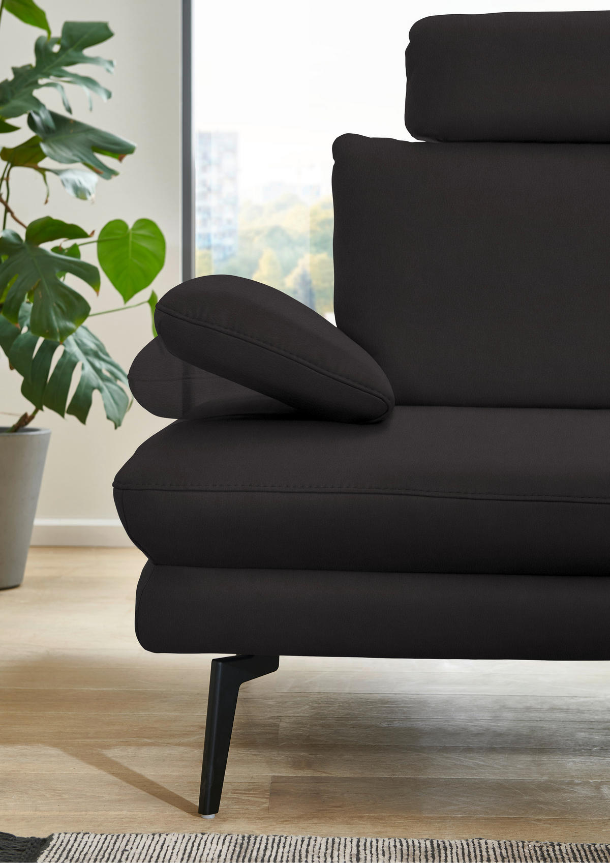 ECKSOFA in Echtleder Dunkelbraun  - Dunkelbraun/Schwarz, Design, Leder/Metall (310/180cm) - Dieter Knoll