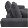 ECKSOFA in Cord Anthrazit  - Anthrazit/Schwarz, KONVENTIONELL, Textil/Metall (250/185cm) - Carryhome