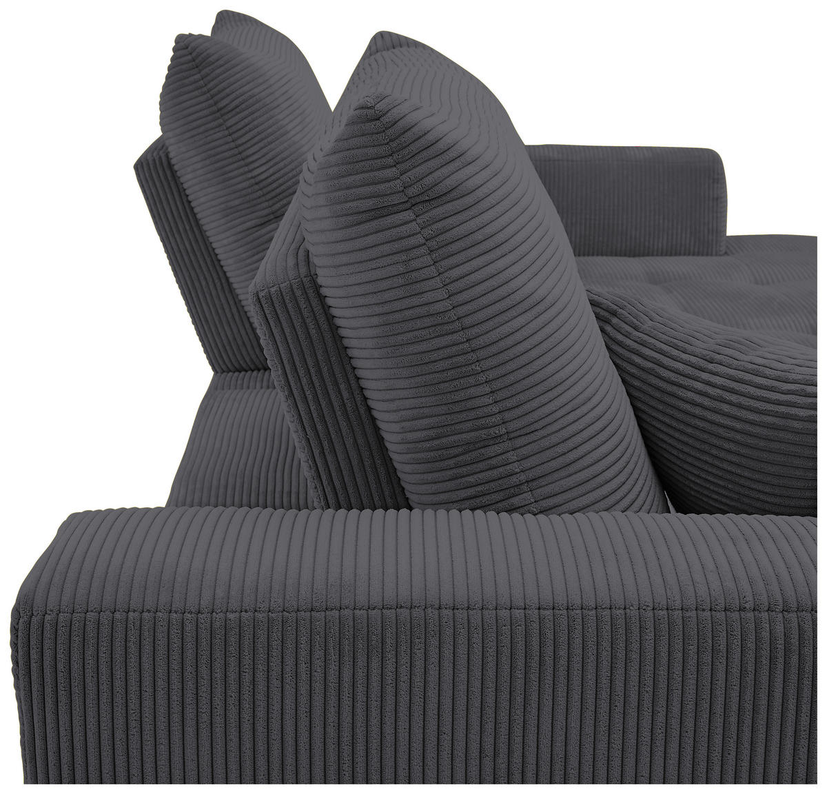 ECKSOFA Anthrazit Cord  - Anthrazit/Schwarz, KONVENTIONELL, Textil/Metall (250/185cm) - Carryhome