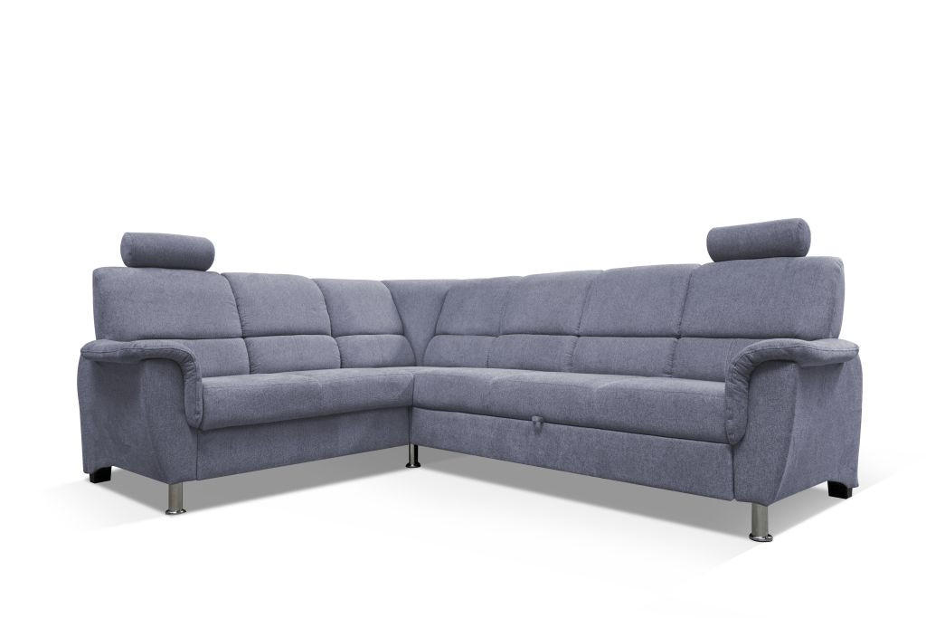 ECKSOFA in Webstoff Blaugrau  - Silberfarben/Blaugrau, Design, Holz/Kunststoff (216/270cm) - Livetastic