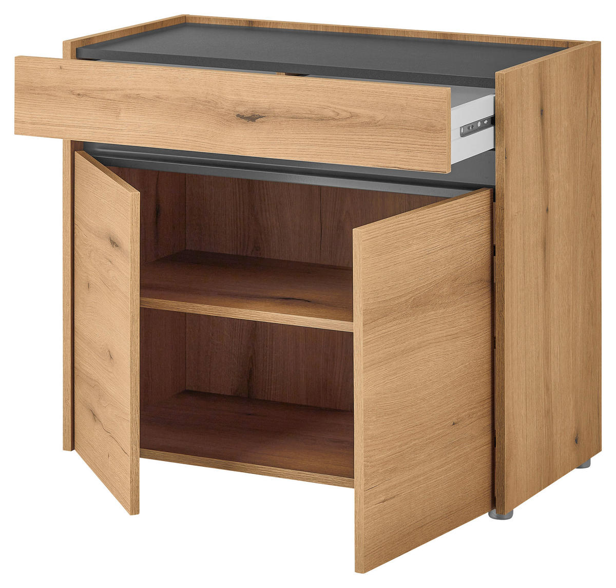 SCHUHSCHRANK Anthrazit, Eichefarben  - Eichefarben/Anthrazit, Design, Holzwerkstoff/Kunststoff (80/70/40cm) - Modante