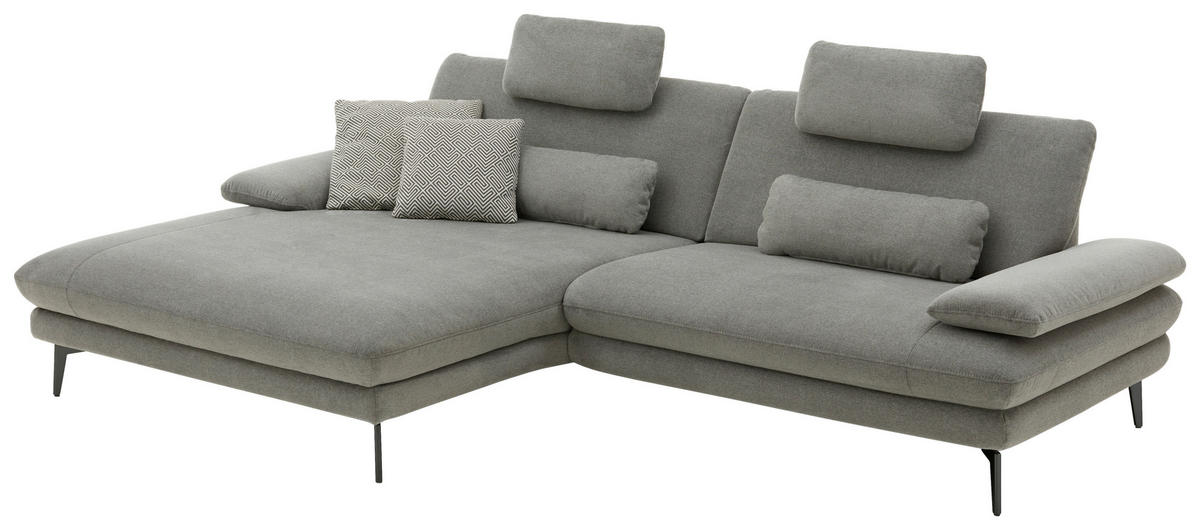 ECKSOFA in Webstoff Grau  - Schwarz/Grau, Design, Textil/Metall (180/284cm) - Dieter Knoll