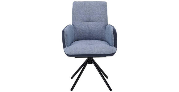 ARMLEHNSTUHL in Stahl Flachgewebe - Blau/Anthrazit, Design, Textil/Metall (58/91/62cm) - Dieter Knoll