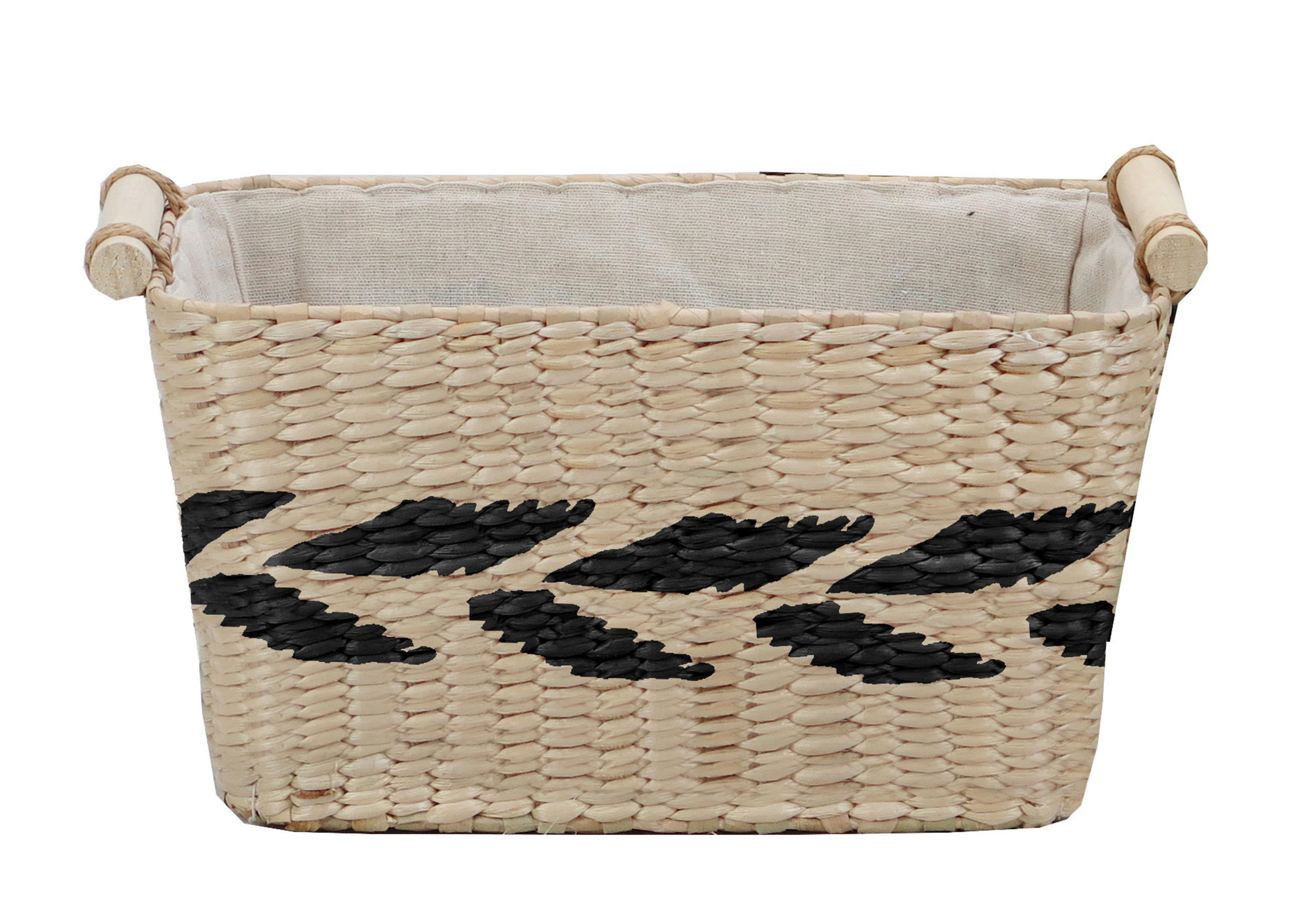 REGALKORB 39/27/22-24 cm   - Beige/Schwarz, LIFESTYLE, Holz/Textil (39/27/22-24cm) - Landscape