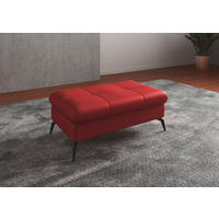 HOCKER in Leder Rot  - Rot/Schwarz, Konventionell, Leder/Metall (102/47/69cm) - Sit & More