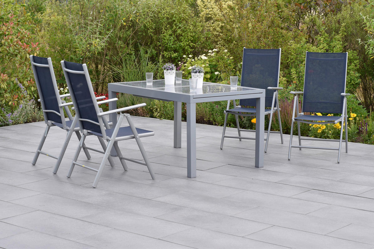 GARTENSET Aluminium  - Blau/Silberfarben, MODERN, Textil/Metall - Gardenson