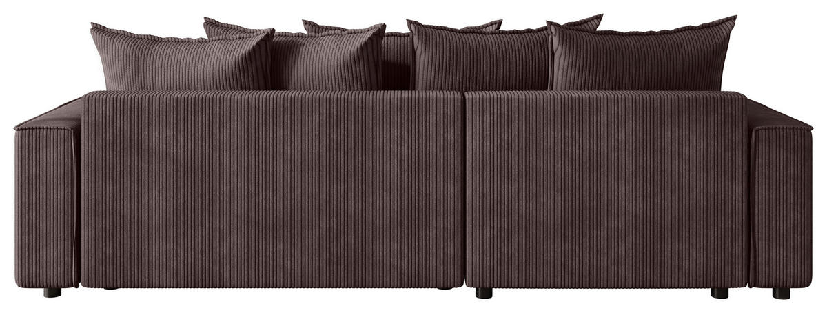 ECKSOFA 190/280 cm MERO in Cord Graubraun Zierkissen, Rückenkissen, Bettkasten  190/280 cm  - Graubraun/Schwarz, MODERN, Kunststoff/Textil (190/280cm) - MID.YOU