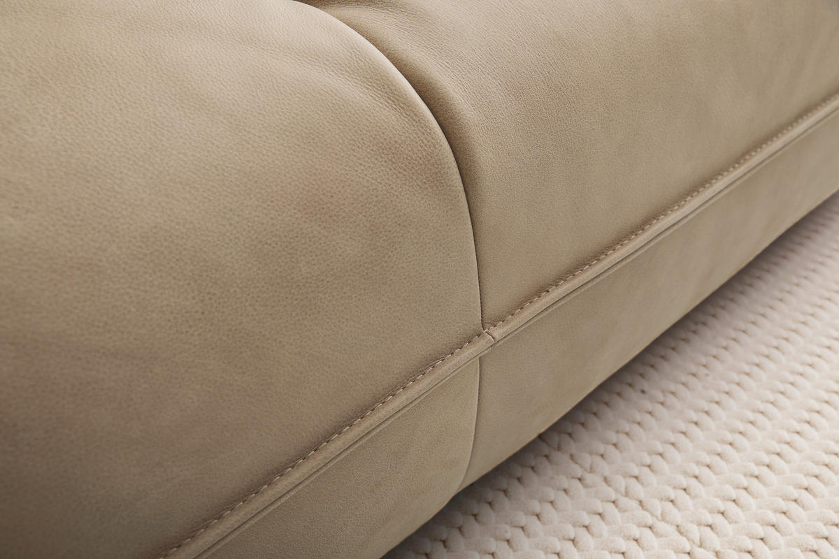 2,5-SITZER Beige Echtleder  - Beige/Schwarz, Design, Leder/Kunststoff (190/74-99/87-117cm) - Koinor
